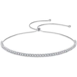 14K Gold Moissanite Tennis Slide Choker Necklace